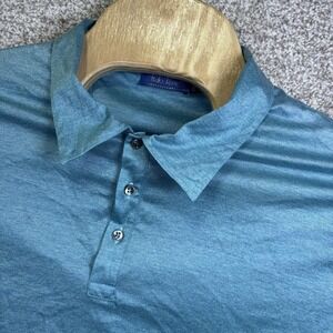 Italo Ferretti Polo Shirt Mens 3XL Blue Solid 100% Cotton Made In Italy Casual